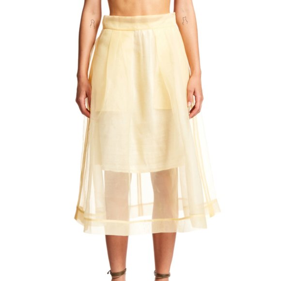 Baum Und Pferdgarten Sashenka Skirt Yellow Sheer Midi A-Line Small EU 36 / US 6 - Picture 1 of 16